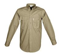 Tag Safari Trail Shirt for Men Long Sleeve, 100% Cotton Shirt for Hunters, Explorers, Photographers and Journalists, Khaki, Medium