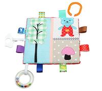 Tag Soothing Sensory Crinkle Me Toy with Baby Paper and Squeaker, Bear and Mushroom, 7.5 x 7.5-Inches
