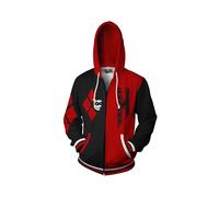 (Tag3XL=US XL) Halloween Print 3d Hoodies Suicide Squad Harley Quinn Cosplay Sweatshirts Zipper
