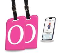 tag8 2 Pack Luggage Tags for Suitcases, 26 Initial Letter Travel Luggage Baggage Identification Labels ID Tag with Global Loss Recovery Service | Airline Compliant | SITA World Tracer Code Enabled (O)