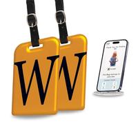 tag8 2 Pack Luggage Tags for Suitcases, 26 Initial Letter Travel Luggage Baggage Identification Labels ID Tag with Global Loss Recovery Service | Airline Compliant | SITA World Tracer Code Enabled (W)