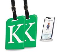 tag8 2 Pack Luggage Tags for Suitcases, 26 Initial Letter Travel Luggage Baggage Identification Labels ID Tag with Global Loss Recovery Service | Airline Compliant | SITA World Tracer Code Enabled (K)