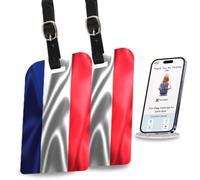tag8 [Pack 2] France Flag Smart Bag Tag | Trendy Luggage Tag ID Identification Fashionable Digital Name Tag | Airline Compliant, SITA World Tracer Code Enabled | Travel Gift Idea, Collectible