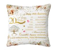 TAGDANK 20 Year Anniversary Wedding Gifts for Her, Happy 20th Throw Pillow Covers 18"x18", Best Romantic 20th Anniversary Marriage Gifts, 20 Year Wedding Anniversary Decorations Gift