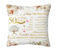 TAGDANK 50 Year Wedding for Couple, Happy 50th Throw Pillow Covers 18"x18", Best Romantic 50th Anniversary Marriage Gifts, 50 Year Wedding Anniversary Decorations Gift