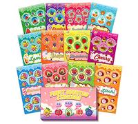 Tageenla 48 Multicolor Fruity Cartoon Scratch & Sniff Stickers, 12 Different Scents, Motivational Rewards for Kids & Teachers