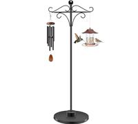 TAGEPUJIE Adjustable Double Shepherd's Hook, 34-59 Inch Black Iron Stand for Indoor/Outdoor Use - Ideal for Hummingbird Feeders, Hanging Plants, Lanterns, Wind Chime