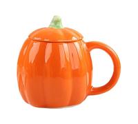 Taggio Di Punpina - May By Ceramic Punch | 550ml Ceramic Autumn Drink Cups | 5.91 x 5.31 Inches Cute Coffee Cup With Lid Spoon | Convenient Soup Bowl For
