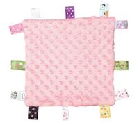 Taggy Blanket,Cotton Taggies for Babies Baby Comforter Tag Blanket,With Colorful Satin Ribbon Tags Security Soft Touch Soothing Plush Soft Breathable Senses for Infant Boy Girl Newborn Gift (Pink)