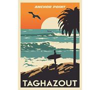 Taghazout Surf Poster Anchor Point Morocco Poster Taghazout Village Poster Surf Travel Poster Gift Home Decor Bathroom Metal Sign 8x12 inch