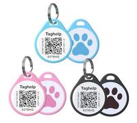 TAGHELP Pet ID Tag-3pcs QR Code Tag Small Personalized Name Plate with Online Profile,Cat Tag Scan QR Receive Instant Pet Location Alert Email,No Subscription or fees(Black & Blue & Pink)