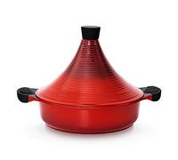 Tagine Cooking Pot | 28cm / 4.1 L | Large Casserole Dish | Nonstick Chemical Free Coating | Compatible with all Hobs | Traditional Moroccan Tender Slow Cook Tajin Pan (Red)