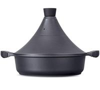 Tagine Cooking Pot | 28cm / 4.1 L | Large Casserole Dish | Nonstick Chemical Free Coating | Compatible with all Hobs | Traditional Moroccan Tender Slow Cook Tajin Pan (Black)