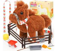 Tagitary Plush Horse Toys for Kids,Electronic Interactive Plush Toys with Leash That Making Sounds,Walking,and Wagging Tail,Stuffed Horse Realistic Pet for Boys Girls