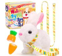 Tagitary Plush Toys Electronic Toy with Sounds,Wiggling Ears,Twitching Mouth and Nose, Interactive Rabbit Toy for Kids with Leash,Easter Christmas Birthday Gift for Toddlers Kids
