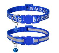 Taglory Reflective Cat Collar with Bell and Safety Release, 2-Pack Girl Boy Pet Kitten Collars Adjustable 15-20 cm for 2-6 Months Cat, Blue