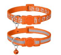 Taglory Reflective Cat Collar with Bell and Safety Release, 2-Pack Girl Boy Pet Kitten Collars Adjustable 19-32 cm Orange