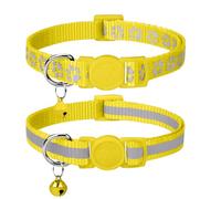 Taglory Reflective Cat Collar with Bell and Safety Release, 2-Pack Girl Boy Pet Kitten Collars Adjustable 19-32 cm Yellow