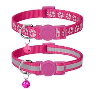Taglory Reflective Cat Collar with Bell and Safety Release, 2-Pack Girl Boy Pet Kitten Collars Adjustable 15-20 cm for 2-6 Months Cat, HotPink