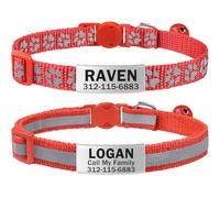 TagME 2 Pack Cat Collar with Name Tag and Bell, Personalized Quick Release Kitten Collar with Silent Slide On ID Tags for Boy and Girl Cat, Red
