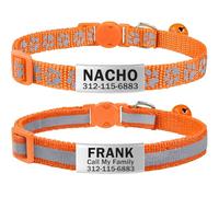 TagME 2 Pack Cat Collar with Name Tag and Bell, Personalized Quick Release Kitten Collar with Silent Slide On ID Tags for Boy and Girl Cat, Orange