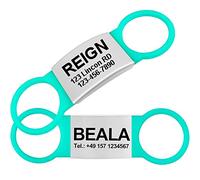 TagME 2 Pack Dog Tags for Pets Engraved, Personalised ID Tag Slide On Collar, for Puppy Small Dogs and Kitten, Teal