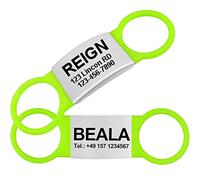 TagME 2 Pack Dog Tags for Pets Engraved, Personalised ID Tag Slide On Collar, for Puppy Small Dogs and Kitten, Green