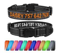 TagME Dog Collar with Name and Phone Number, Personalised Embroidered Nylon Dog Collars for Large Dogs, Black