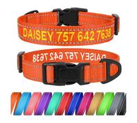 TagME Dog Collar with Name and Phone Number, Personalised Embroidered Nylon Pet Collars for Extra Large Dogs, Orange