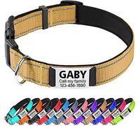 TagME Personalised Dog Collar Reflective Padded Collar for Extra Large Dogs with Custom Engraved Slide On Name Plate,Khaki XL