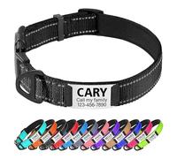 TagME Personalised Dog Collar Reflective Padded Collar for Small Puppy Dogs with Custom Engraved Slide On Name Plate,Black XS