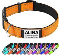 TagME Personalised Dog Collar Reflective Padded Collar for Small Puppy Dogs with Custom Engraved Slide On Name Plate,Orange XS