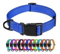 TagMe Reflective Dog Collar for Large Dogs Classic Nylon Pet Collar Lightweight Adjustable 40-60cm Quick Release Buckle High Visibility Stitching 2.5cm Width, Royal Blue