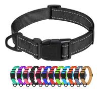 TagMe Reflective Dog Collar for Large Dogs Classic Nylon Pet Collar Lightweight Adjustable 40-60cm Quick Release Buckle High Visibility Stitching 2.5cm Width, Black
