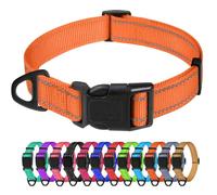 TagMe Reflective Dog Collar for Large Dogs Classic Nylon Pet Collar Lightweight Adjustable 40-60cm Quick Release Buckle High Visibility Stitching 2.5cm Width, Orange