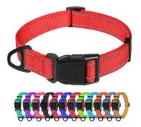 TagMe Reflective Dog Collar for Medium Dogs Classic Nylon Pet Collar Lightweight Adjustable 35-50cm Quick Release Buckle High Visibility Stitching 2.5cm Width, Red