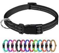 TagME Reflective Nylon Dog Collars, Adjustable Classic Pet Collar with Quick Release Buckle for Puppy, Black, 1.0 cm Width
