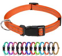 TagMe Reflective Nylon Dog Collars, Adjustable Classic Pet Collar with Quick Release Buckle for Puppy, Orange, 1.0 cm Width