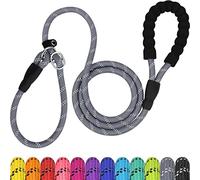TagME Slip Lead for Dogs,1.8m Reflective Dog Lead with Soft Padded Handle, Slip-On Training Leash for Small Pet, Gray