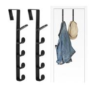 TAGMEIU 2 Pcs Over Door Hanger, Black Over Door Hook, Plastic Overdoor Hook Hanger for Bedroom, Clothes, Towel, Hats, Bags