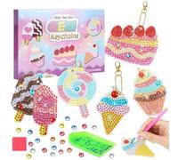 TAGMEIU 5D Diamond Art Keychains for Kids - DIY Ice Cream Diamond Painting Kits, Creative Arts and Crafts for Girls, Birthday Presents for Girls, Stocking Fillers & Party Gifts