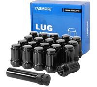 TAGMORE 20pcs 1/2"-20 Spline Lug Nuts - Compatible with 1987-2018 Wrangler, 2002-2012 Liberty, 1993-2010 Grand Cherokee, 1984-2001 Cherokee, One-Piece Design Wheel Lug Nut Set with Socket Key (Black)