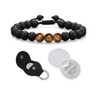TAGOMEI Mens Bracelet Gifts Natural Stone Bracelets for Men Husband My Man My Love Soulmate, Tiger Eye Beaded Bracelets for Men with Pocket Hug Token Gift for Birthday Anniversary Christmas