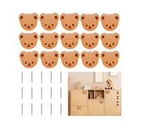 Tagtight 15Pcs Wooden Cabinet Knobs with Screws, Bear Shape Cabinet Drawer Pulls for Kids, Wooden Handles Door Knobs, Cupboard Knobs for Children's Room Kitchen Bedroom Furniture