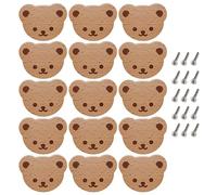Tagtight 15Pcs Wooden Cabinet Knobs with Screws, Bear Shape Furniture Pull Handle, Wooden Drawer Knobs, Door Knobs, Wooden Cupboard Knobs, Bear Drawer Knobs for Kids Room, Dresser, Drawers, Kitchen