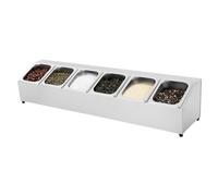 Tagtuell Pizza Topping Station, Stainless Steel Condiment Holder with Lid, Universal Condiment Serving Tray for Restaurants, Hot Pot Shops, Number of Container 6