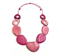 Tagua Nut Necklace Tagua Necklace in Fuchsia, Pink TAG714, Vegetable Ivory Necklace. Statement Necklace, Organic Jewelry TAG714FHCPK