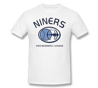 TAGUIHBE Deep Space Nine Niners DS9 Baseball League T-Shirt Men Short Sleeve Science Fiction Series Casual Shirt Loose White L