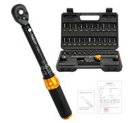 TAGVIT 37PCS 1/4 Torque Wrench Set 5-25 Nm, Small Torque Wrench Bike, Dual-Direction 72 Teeth, ±3% Accuracy, with Extension Bar, Socket Bits (Hex & Torx & Philip), for Mountain Bike, Bicycle Repair