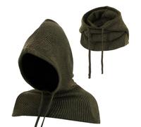 TAGVO 2 in 1 Balaclava Hat With Hooded Scarf, Windproof Slouchy Knitted Balaclava, Winter Soft Pullover Knit Scarf Beanie Hooded Scarf Hat, One Piece Hat and Neck Warmer, Unisex Scarves & Wraps